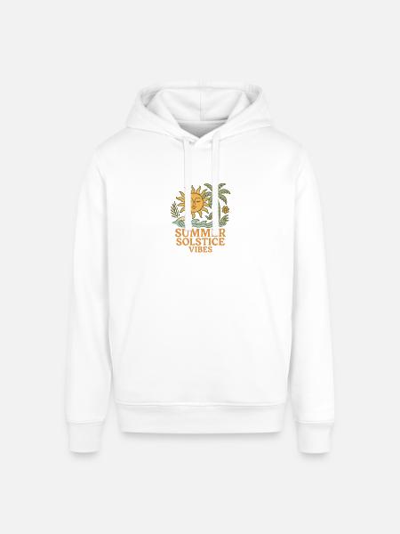 Summer Solstice Vibes Sun and Palm Design - Stanley/Stella Sounder Side Pocket Hoodie - white