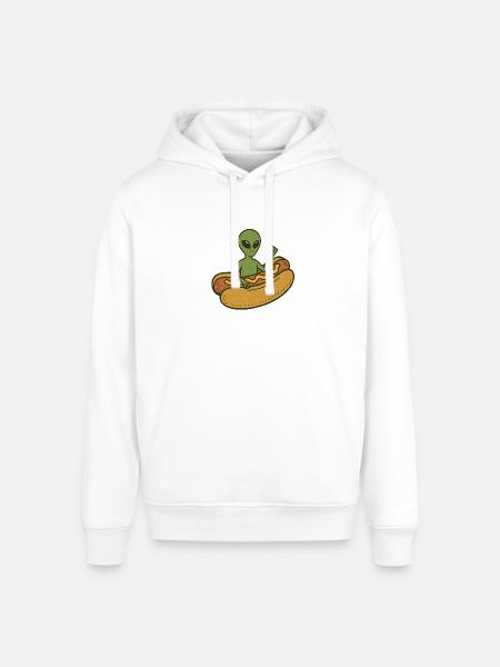 Alien Hot Dog Casual Illustration - Stanley/Stella Sounder Side Pocket Hoodie - white