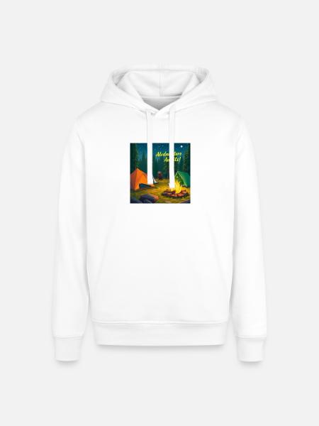 Campfire Adventure Night Scene - Stanley/Stella Sounder Side Pocket Hoodie - white