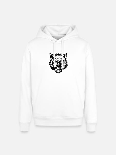 Raging Boar Line Art - Stanley/Stella Sounder Side Pocket Hoodie - white