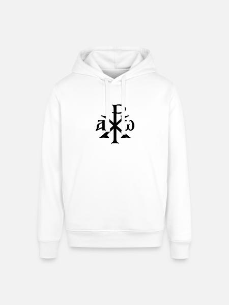 Chi Rho Christogram Black - Stanley/Stella Sounder Side Pocket Hoodie - white