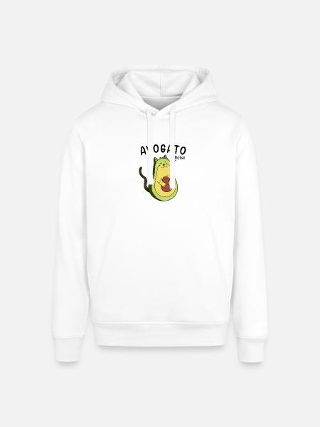 Cheerful Avocado Hugging Seed - Stanley/Stella Sounder Side Pocket Hoodie - white