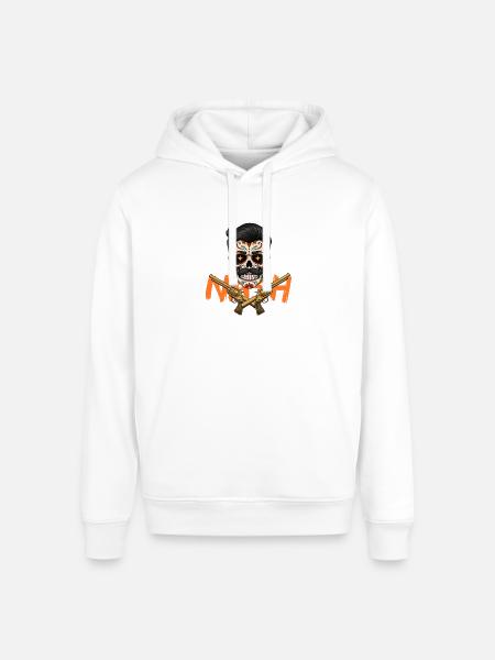 Sugar Skull Gunslinger Tee - Stanley/Stella Sounder Side Pocket Hoodie - white