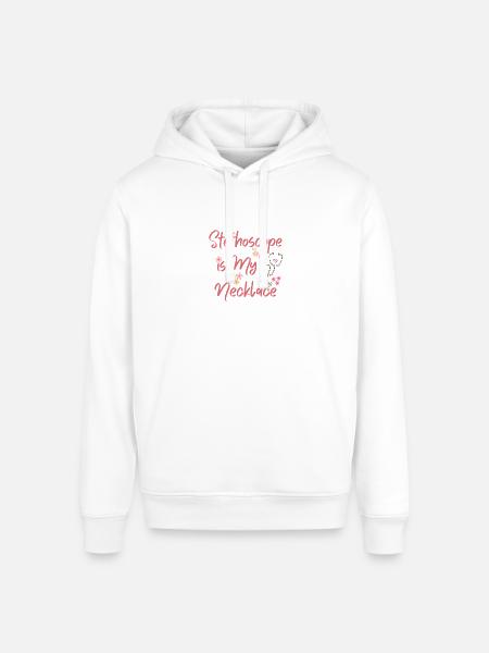 Stethoscope Is My Necklace - Stanley/Stella Sounder Side Pocket Hoodie - white