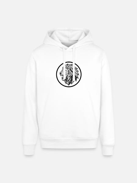 Future Tech Lion - Geometric Circuit Art - Stanley/Stella Sounder Side Pocket Hoodie - white