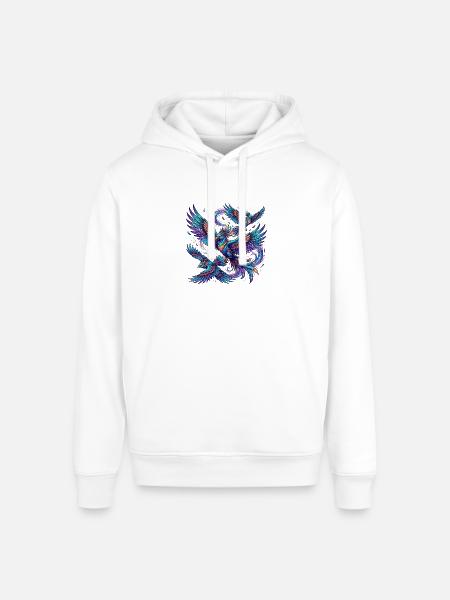 Fantastical birds in flight - Stanley/Stella Sounder Side Pocket Hoodie - white