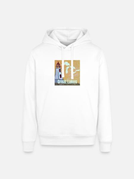 Great Lakes Lighthouse Glow - Stanley/Stella Sounder Side Pocket Hoodie - white