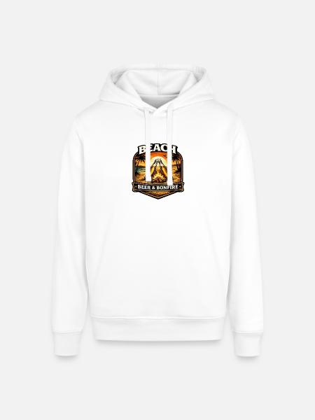 Beach Bonfire Beer Emblem - Stanley/Stella Sounder Side Pocket Hoodie - white