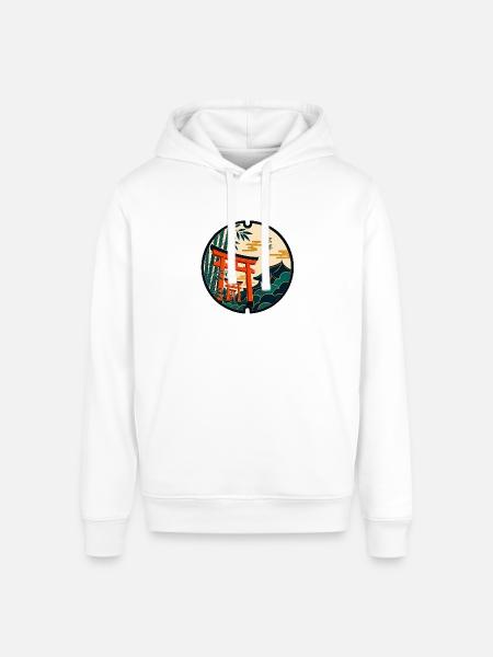 Kyoto Manhole Art - Stanley/Stella Sounder Side Pocket Hoodie - white