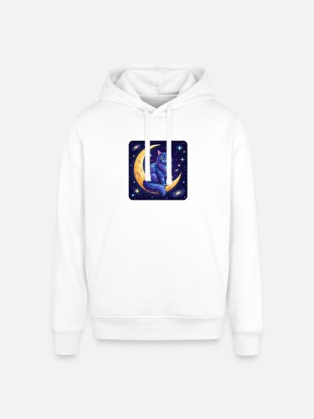 Blue Moon Cat in Space - Stanley/Stella Sounder Side Pocket Hoodie - white