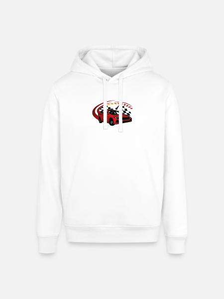 Crimson Racer Arc Car Design - Stanley/Stella Sounder Side Pocket Hoodie - white