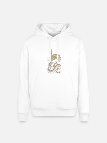 Golden Dragon Embroidery Art - Stanley/Stella Sounder Side Pocket Hoodie - white