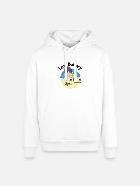 Permission to Rest Battery - Stanley/Stella Sounder Side Pocket Hoodie - white