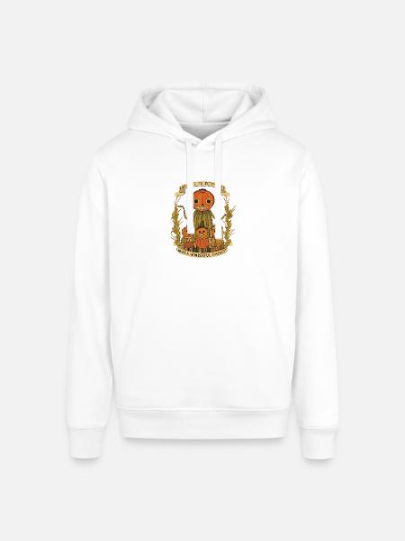 Harvest Family Pumpkin Scarecrow Banner - Stanley/Stella Sounder Side Pocket Hoodie - white