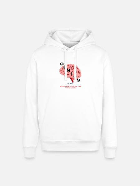 IQ 145plus Genius - Intelligence Quotient - Stanley/Stella Sounder Side Pocket Hoodie - white