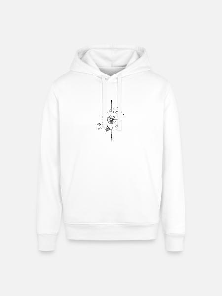 Mystic Mountain Moon Compass - Stanley/Stella Sounder Side Pocket Hoodie - white