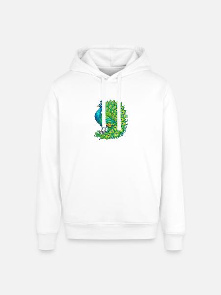 Vivid Peacock Cascade - Stanley/Stella Sounder Side Pocket Hoodie - white