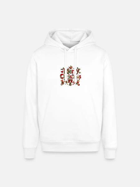 Merry Christmas Quilted Patchwork - Stanley/Stella Sounder Side Pocket Hoodie - white