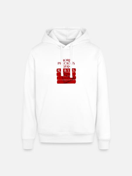 More Precious Than Rubies - Stanley/Stella Sounder Side Pocket Hoodie - white