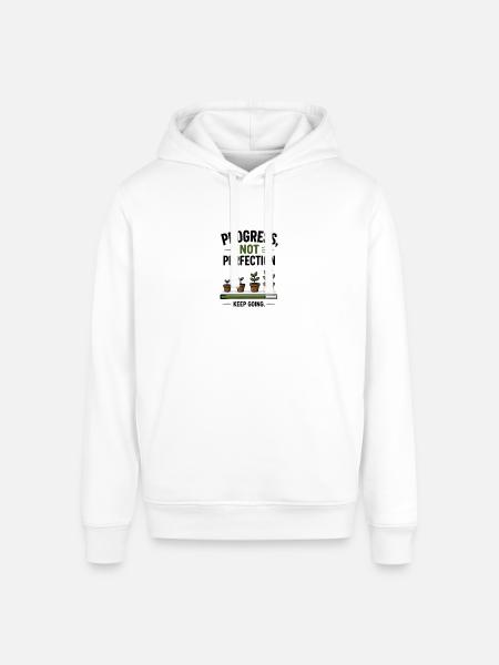 Progress Not Perfection Plant Growth - Stanley/Stella Sounder Side Pocket Hoodie - white