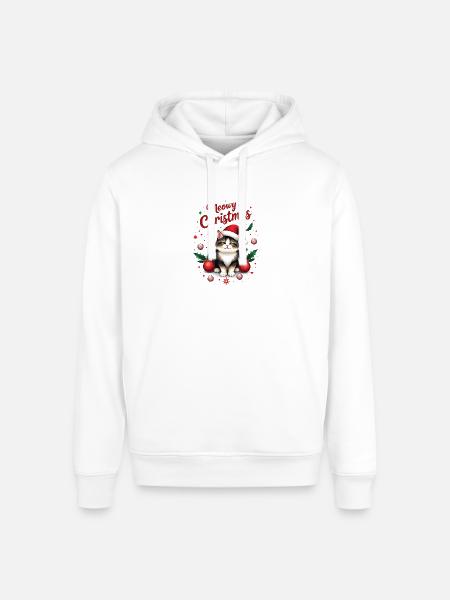 Meowy Christmas - Stanley/Stella Sounder Side Pocket Hoodie - white