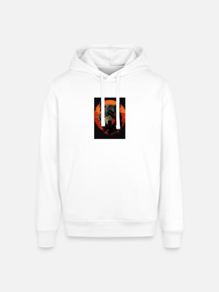 Crimson Moon Wolf - Stanley/Stella Sounder Side Pocket Hoodie - white