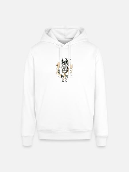 Cosmic Skull Astronaut - Stanley/Stella Sounder Side Pocket Hoodie - white