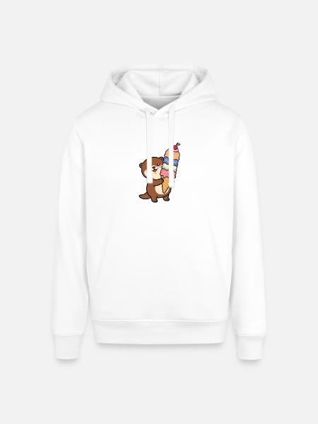 Otter Rainbow Ice Cream Cone - Stanley/Stella Sounder Side Pocket Hoodie - white