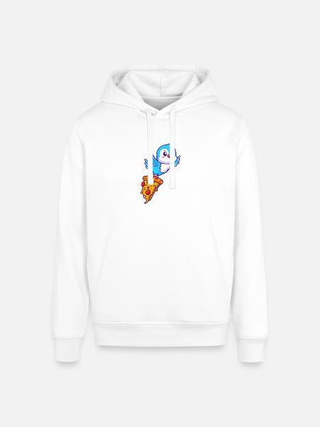Pizza Pal Penguin on Slice - Stanley/Stella Sounder Side Pocket Hoodie - white