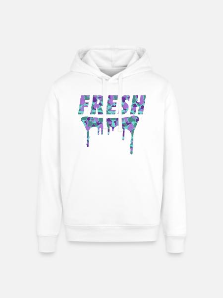 Fresh Purple Camo Drips - Stanley/Stella Sounder Side Pocket Hoodie - white