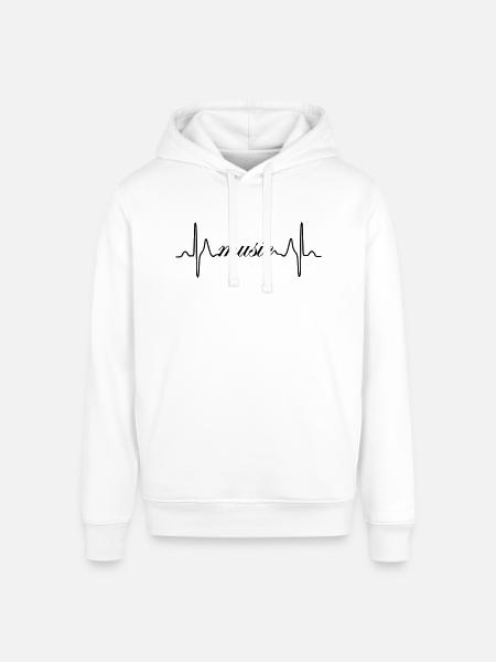 Music ECG heartbeat - Stanley/Stella Sounder Side Pocket Hoodie - white
