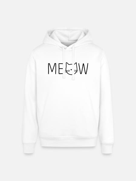 Meow Cat Face - Stanley/Stella Sounder Side Pocket Hoodie - white