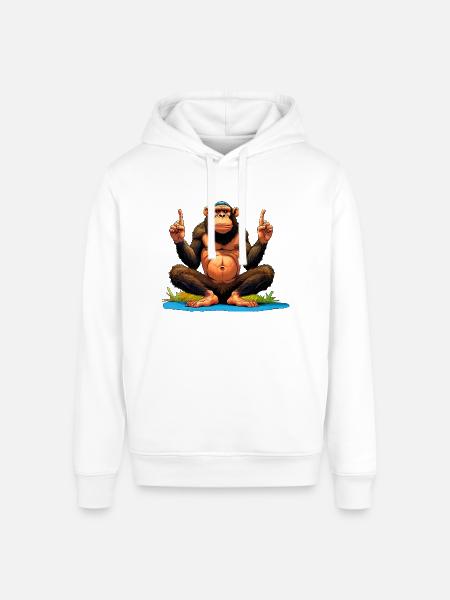 Monkey Yoga / Yogi Monkey - Stanley/Stella Sounder Side Pocket Hoodie - white