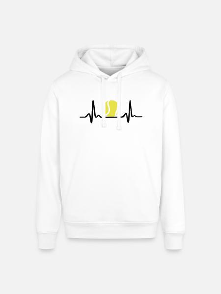 Tennis ECG, Heartbeat & Tennis Ball - Stanley/Stella Sounder Side Pocket Hoodie - white