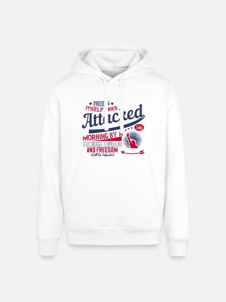 Freedom Morning Attacked Graphic - Stanley/Stella Sounder Side Pocket Hoodie - white