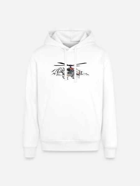 Helicopter in action - Stanley/Stella Sounder Side Pocket Hoodie - white