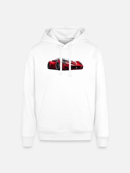 Crimson Velocity Sports Car - Stanley/Stella Sounder Side Pocket Hoodie - white