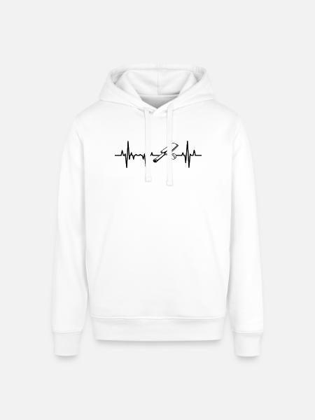 Cricket ECG Heartline - Stanley/Stella Sounder Side Pocket Hoodie - white