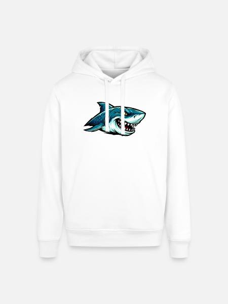 Shark Fury Illustration - Stanley/Stella Sounder Side Pocket Hoodie - white