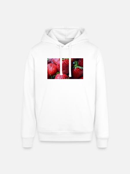 Crimson Strawberry Closeup - Stanley/Stella Sounder Side Pocket Hoodie - white
