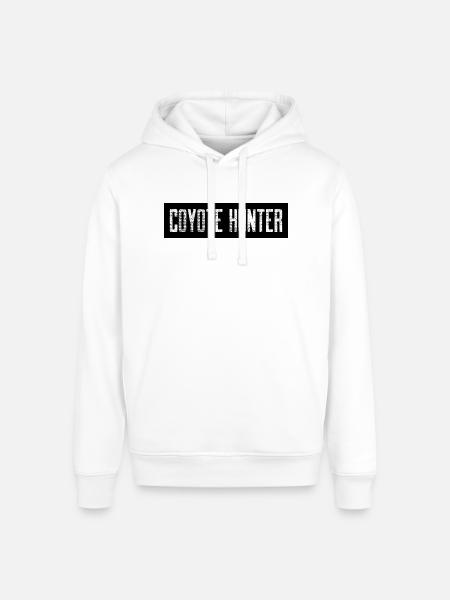 Coyote Hunter; Black with White - Stanley/Stella Sounder Side Pocket Hoodie - white