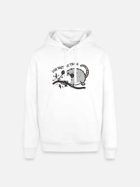 Eat Trash Funny Opossum - Stanley/Stella Sounder Side Pocket Hoodie - white