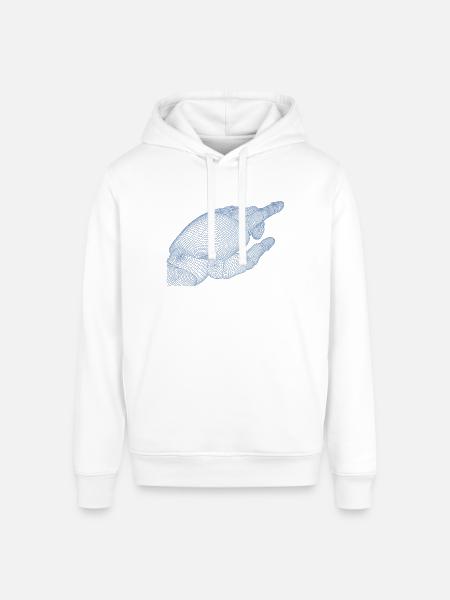 Geometric Hand Silhouette with Fractals - Stanley/Stella Sounder Side Pocket Hoodie - white