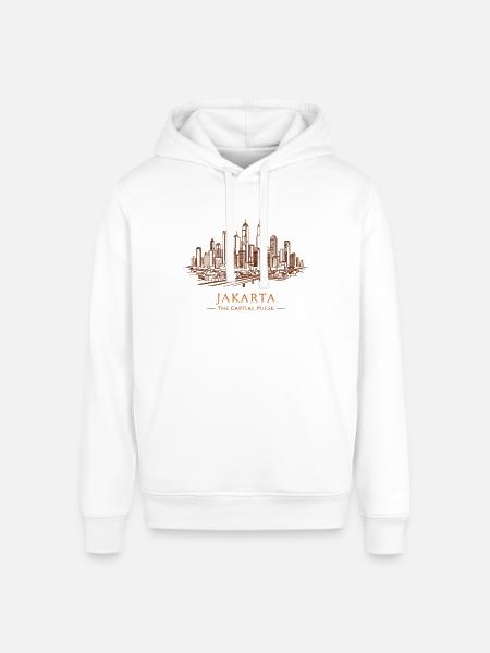 Jakarta Pulse City Skyline - Stanley/Stella Sounder Side Pocket Hoodie - white