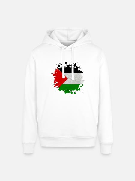 Palestine Blob / Flag Gift - Stanley/Stella Sounder Side Pocket Hoodie - white