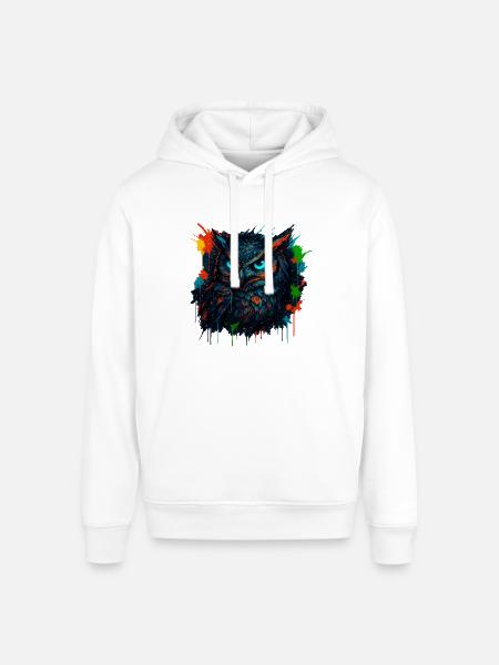 Owl Neon Splash - Stanley/Stella Sounder Side Pocket Hoodie - white