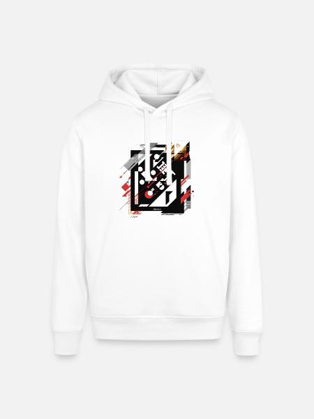 Geometric Grid Collage on Black - Stanley/Stella Sounder Side Pocket Hoodie - white