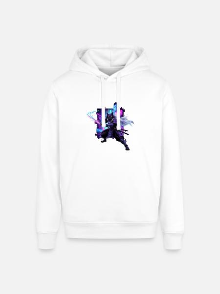 Cyber Kat Ninja Neon City - Stanley/Stella Sounder Side Pocket Hoodie - white