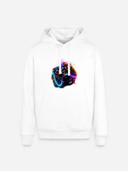 Neon Game Controller Splash - Stanley/Stella Sounder Side Pocket Hoodie - white