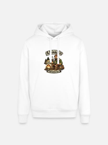 Campfire & Marshmallows Cozy Tee - Stanley/Stella Sounder Side Pocket Hoodie - white
